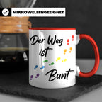 Regenbogen Tasse Der Weg ist Bunt, LGBTQ Kaffeebecher für Pr – Rot [farbe:rot]