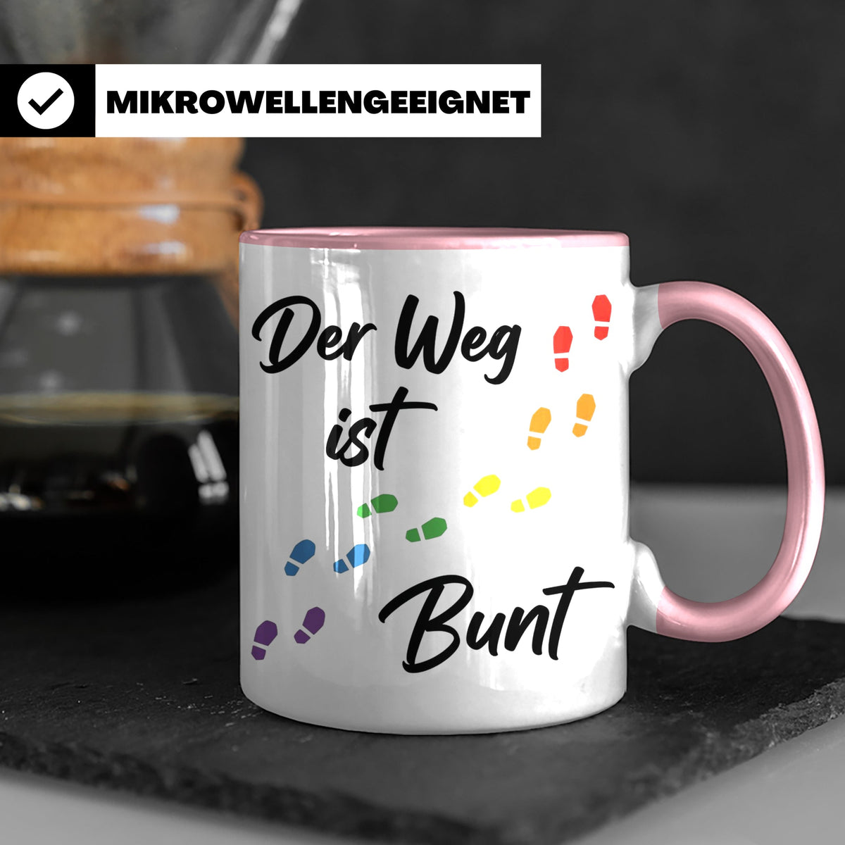 Regenbogen Tasse Der Weg ist Bunt, LGBTQ Kaffeebecher für Pr – Rosa [farbe:rosa]