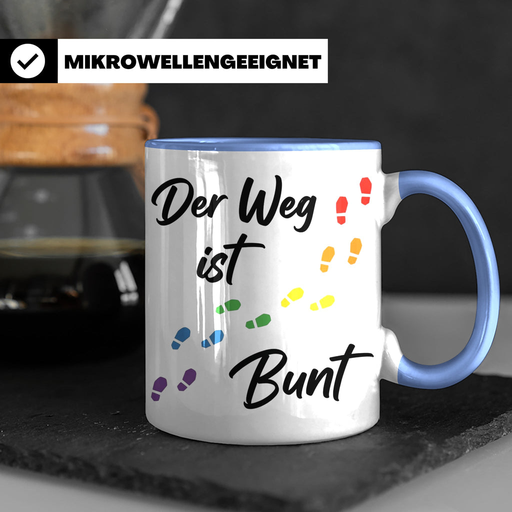 Regenbogen Tasse Der Weg ist Bunt, LGBTQ Kaffeebecher für Pr – Blau [farbe:blau]