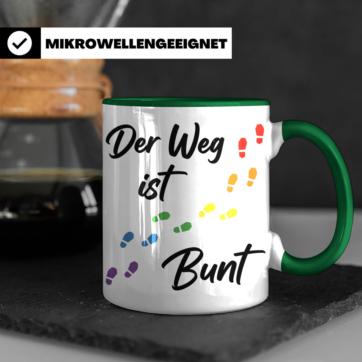 Regenbogen Tasse Der Weg ist Bunt, LGBTQ Kaffeebecher für Pr – Grün [farbe:grün]
