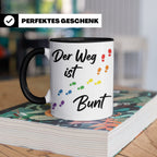 Regenbogen Tasse Der Weg ist Bunt, LGBTQ Kaffeebecher für Pr – Schwarz [farbe:schwarz]