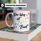 Regenbogen Tasse Der Weg ist Bunt, LGBTQ Kaffeebecher für Pr – Rosa [farbe:rosa]