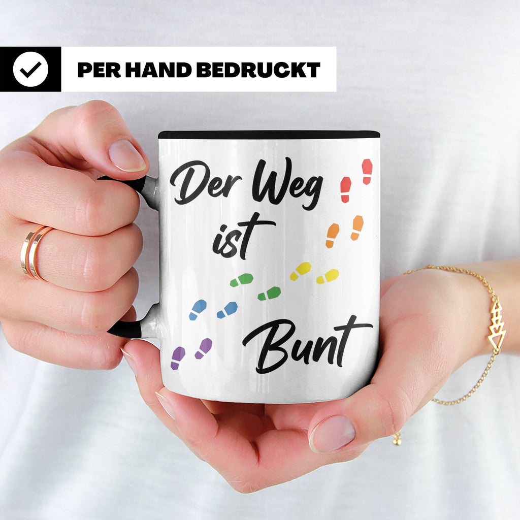 Regenbogen Tasse Der Weg ist Bunt, LGBTQ Kaffeebecher für Pr – Schwarz [farbe:schwarz]
