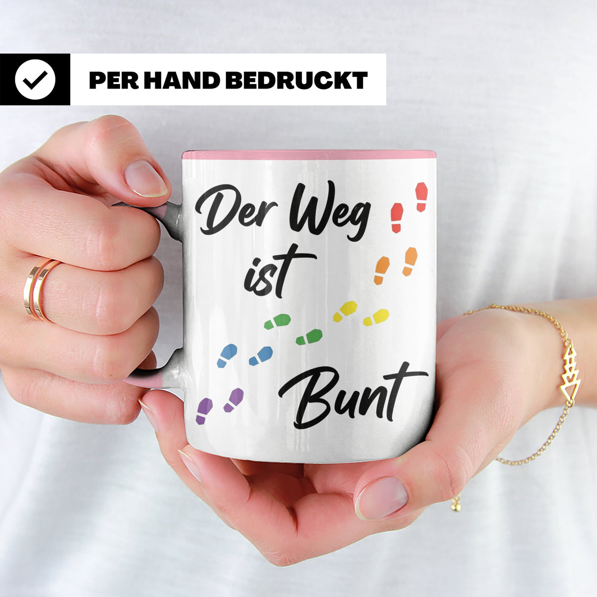 Regenbogen Tasse Der Weg ist Bunt, LGBTQ Kaffeebecher für Pr – Rosa [farbe:rosa]