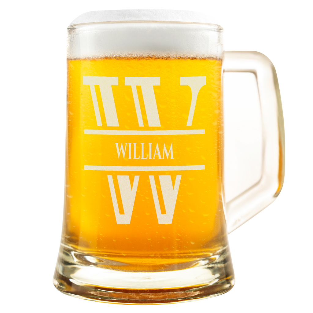 Personalisiertes Bierkrug mit Monogramm – Elegantes Geschenk für Männer, Monogramm W Bierkrug für Witzige Kollegen, Ideal für Geburtstagsgeschenke