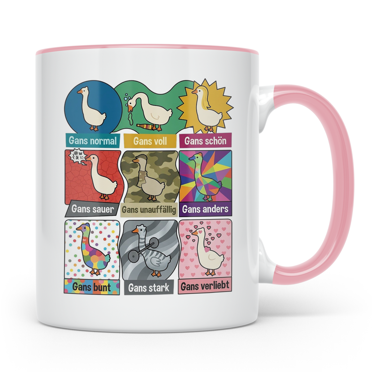 Gans Tasse mit lustigem Wortspiel Spruch, Kaffeetasse für Bü – Rosa [farbe:rosa]