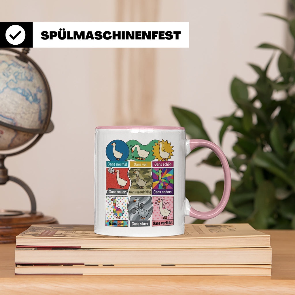 Gans Tasse mit lustigem Wortspiel Spruch, Kaffeetasse für Bü – Rosa [farbe:rosa]