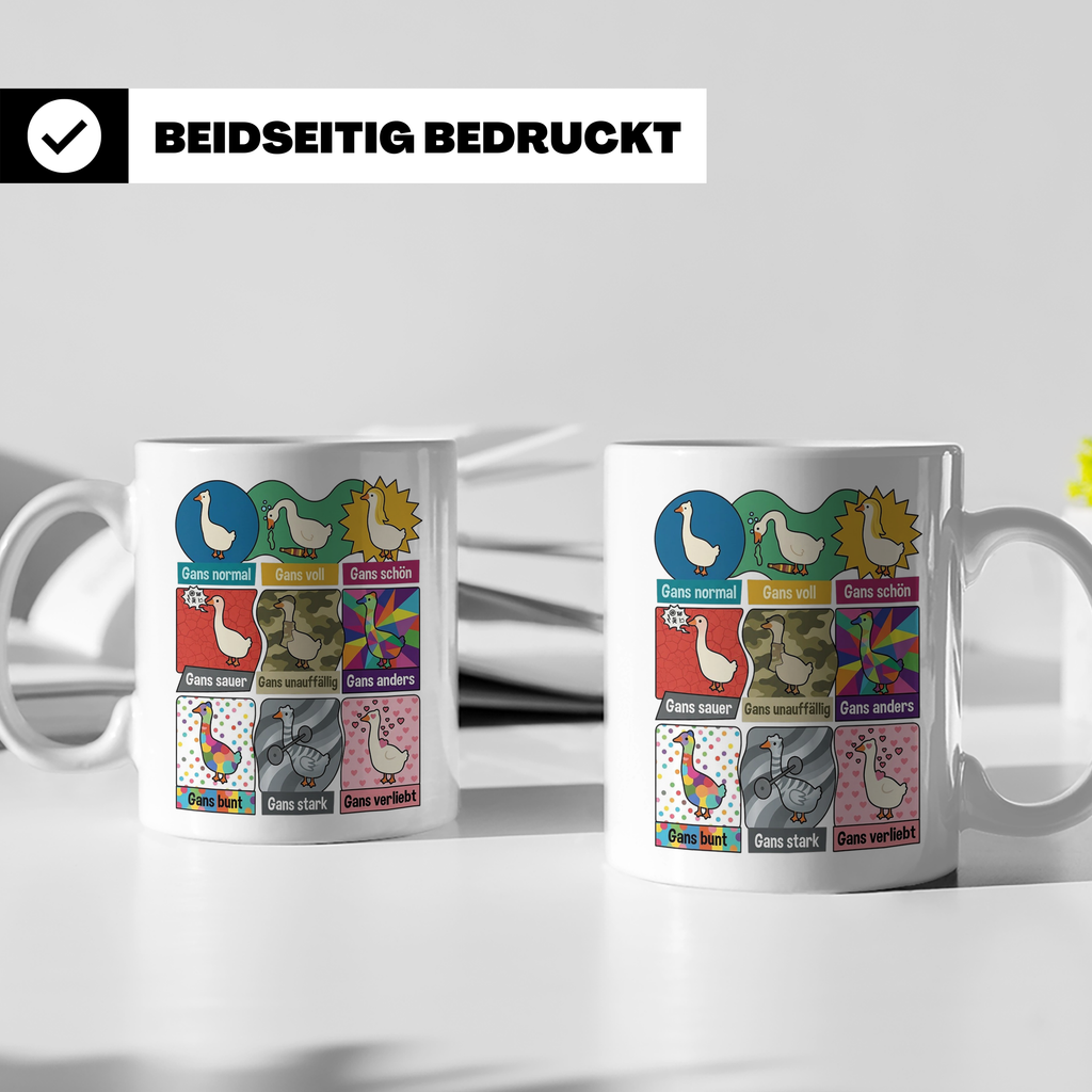 Gans Tasse mit lustigem Wortspiel Spruch, Kaffeetasse für Bü – Weiß [farbe:weiß]