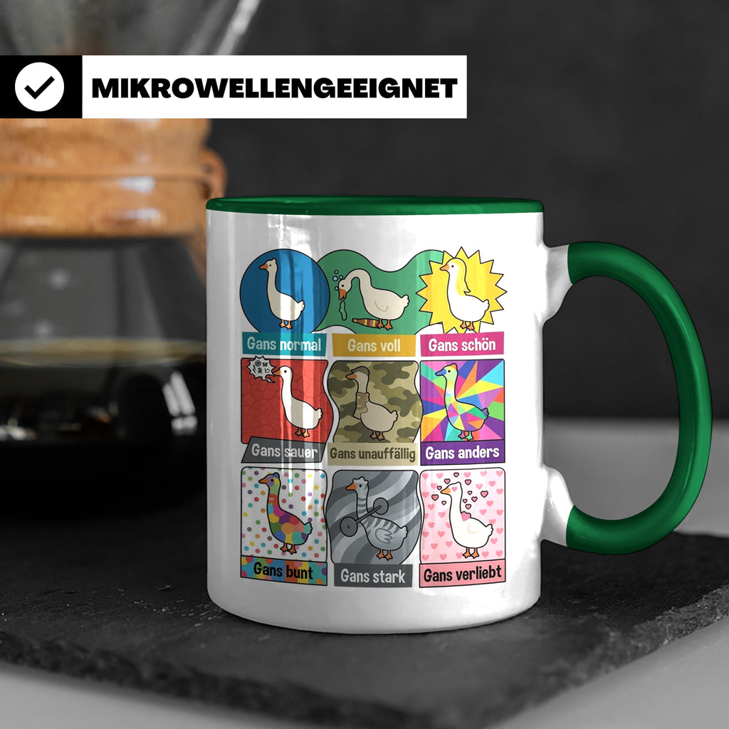 Gans Tasse mit lustigem Wortspiel Spruch, Kaffeetasse für Bü – Grün [farbe:grün]