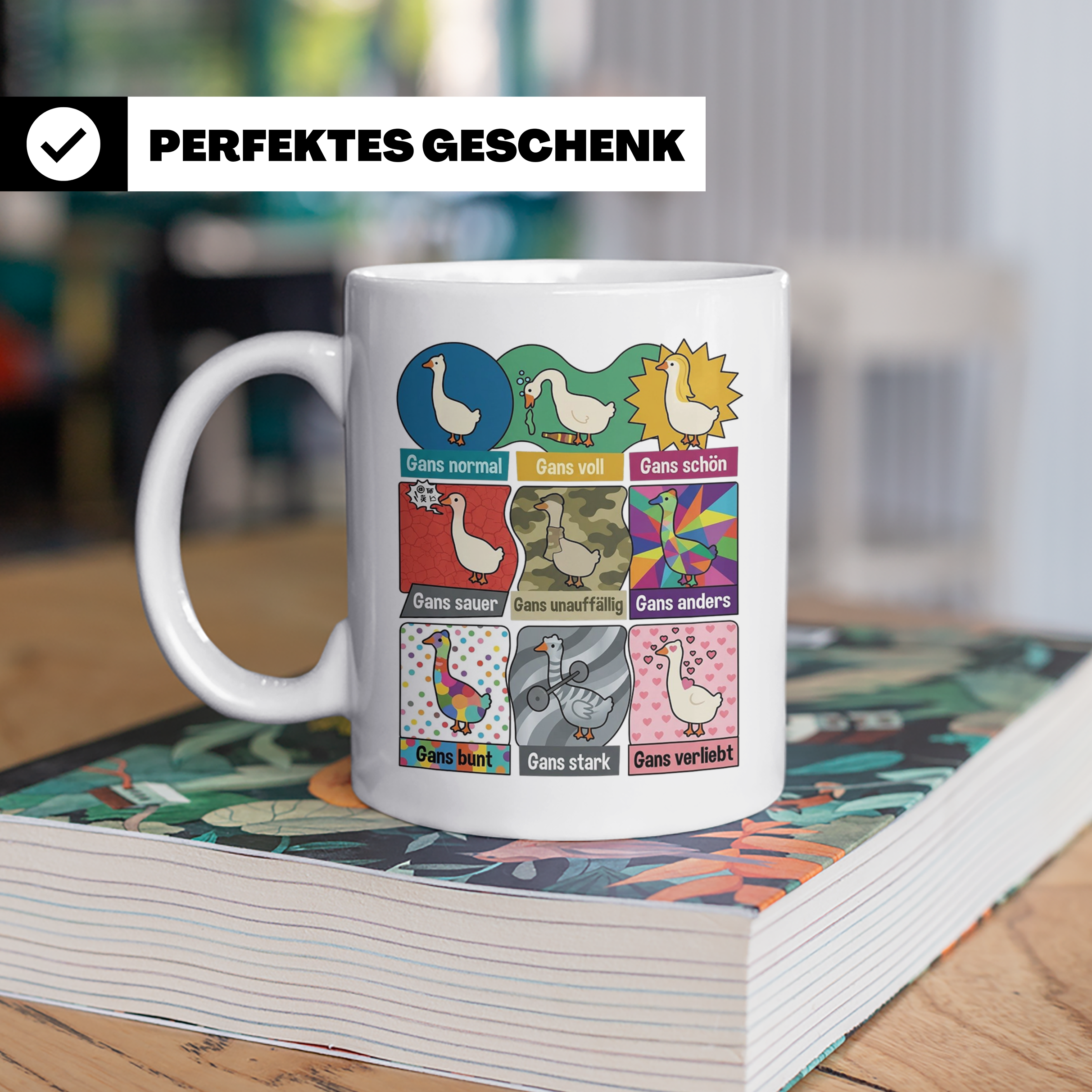 Gans Tasse mit lustigem Wortspiel Spruch, Kaffeetasse für Bü – Weiß [farbe:weiß]