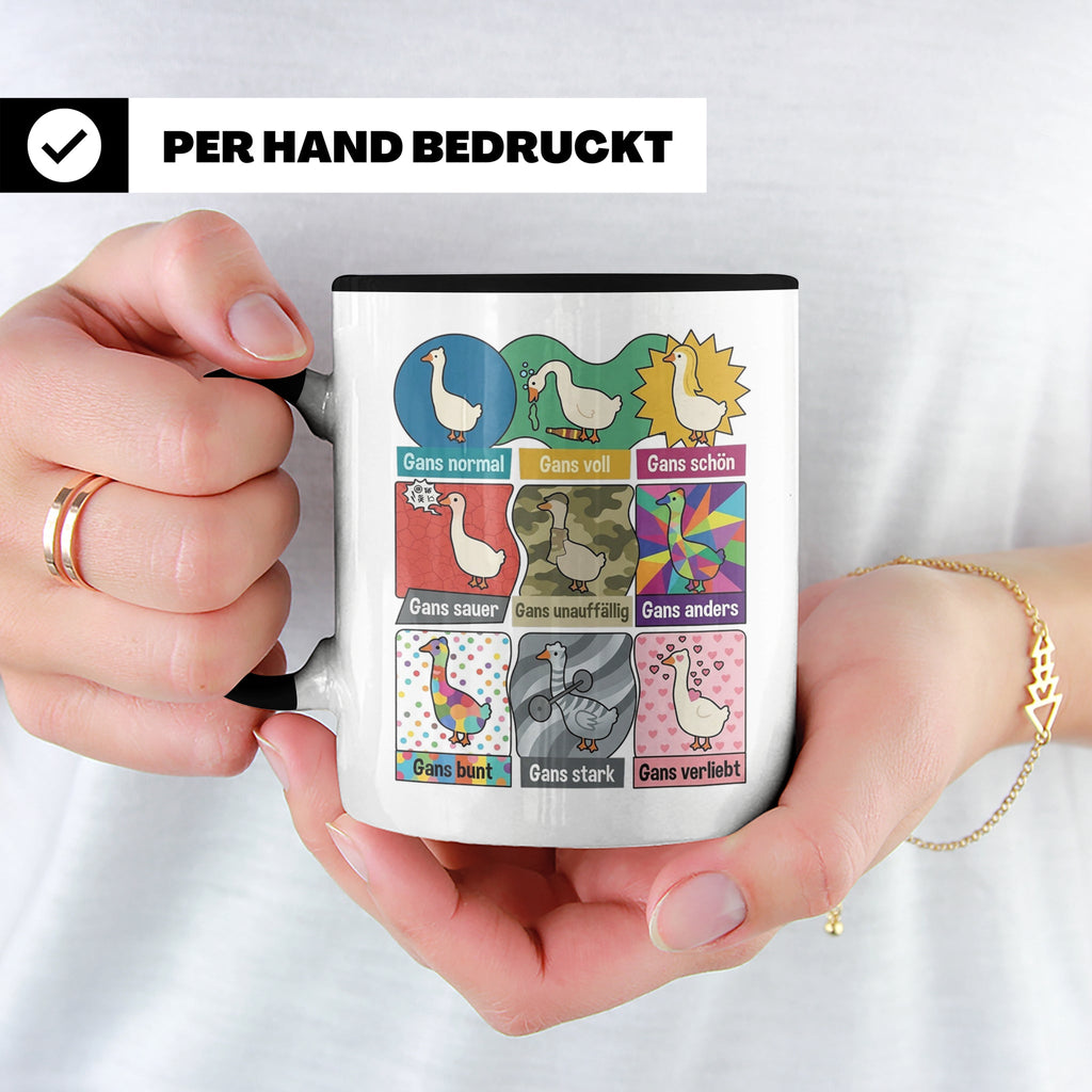Gans Tasse mit lustigem Wortspiel Spruch, Kaffeetasse für Bü – Schwarz [farbe:schwarz]