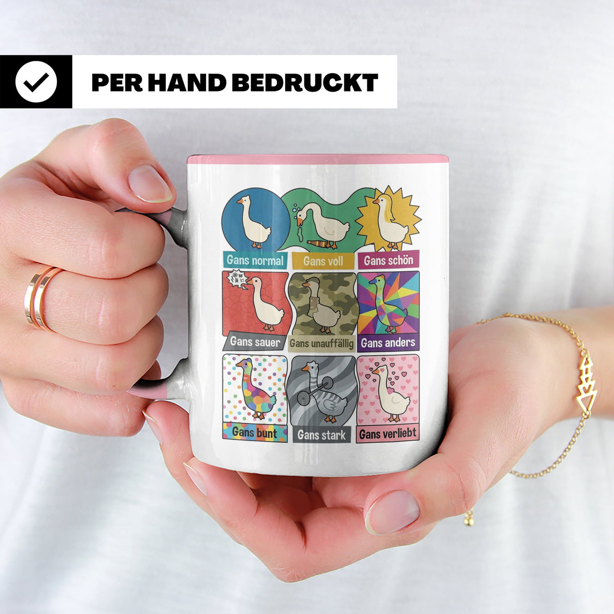 Gans Tasse mit lustigem Wortspiel Spruch, Kaffeetasse für Bü – Rosa [farbe:rosa]