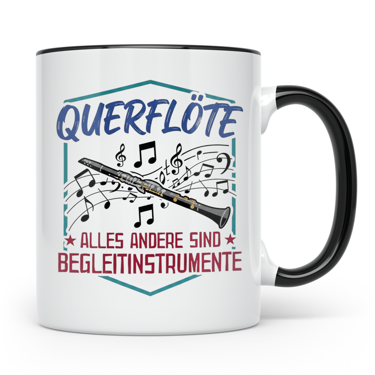 Querflöte Tasse mit Spruch Alles andere sind Begleitinstrume – Schwarz [farbe:schwarz]