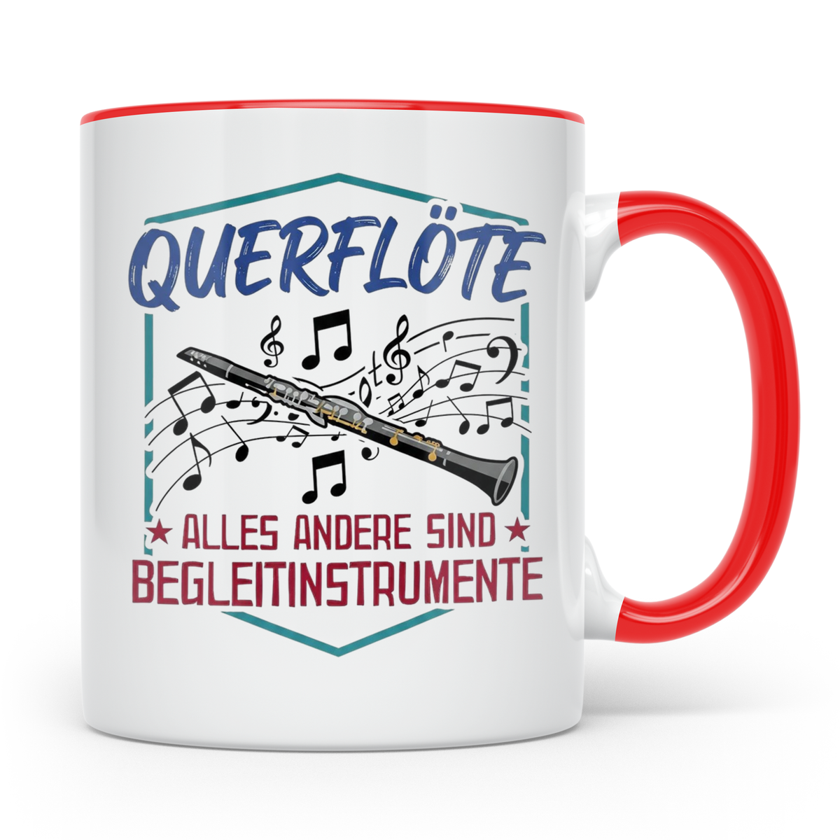 Querflöte Tasse mit Spruch Alles andere sind Begleitinstrume – Rot [farbe:rot]