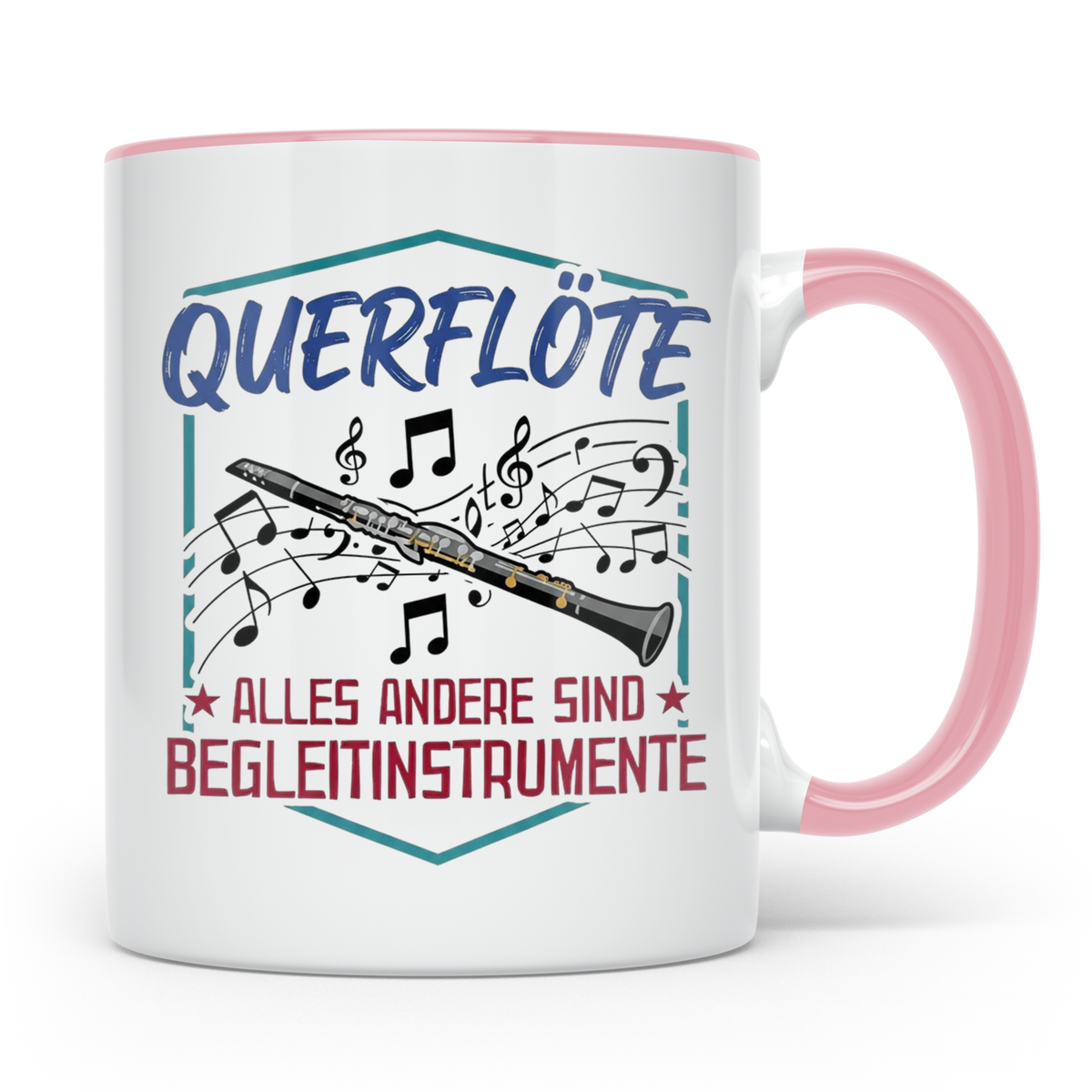 Querflöte Tasse mit Spruch Alles andere sind Begleitinstrume – Rosa [farbe:rosa]