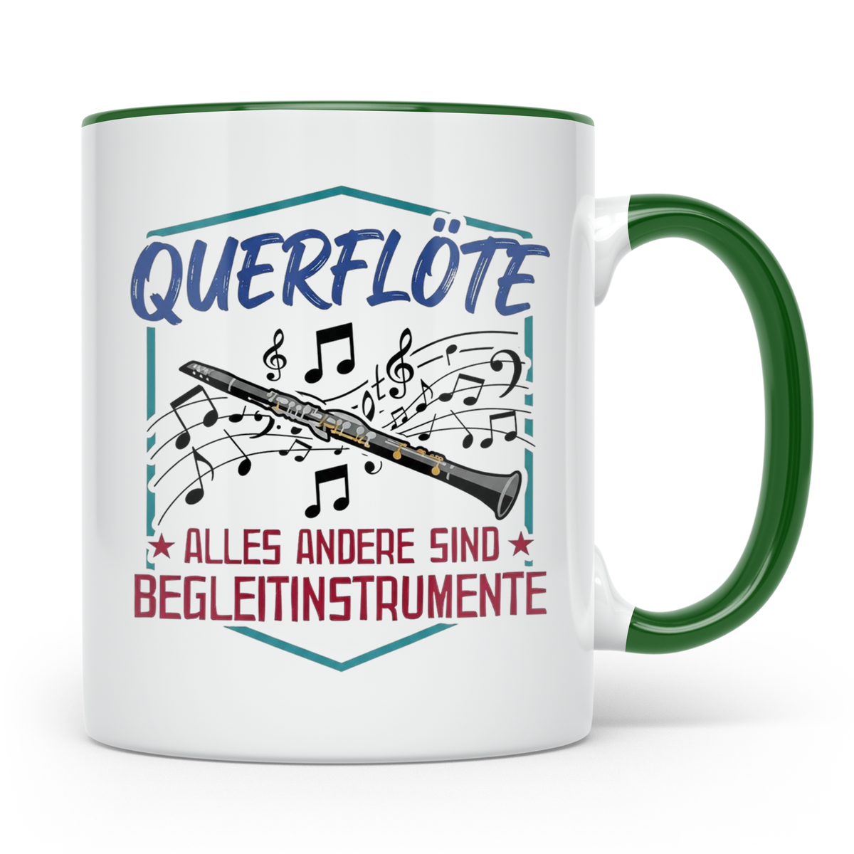 Querflöte Tasse mit Spruch Alles andere sind Begleitinstrume – Grün [farbe:grün]
