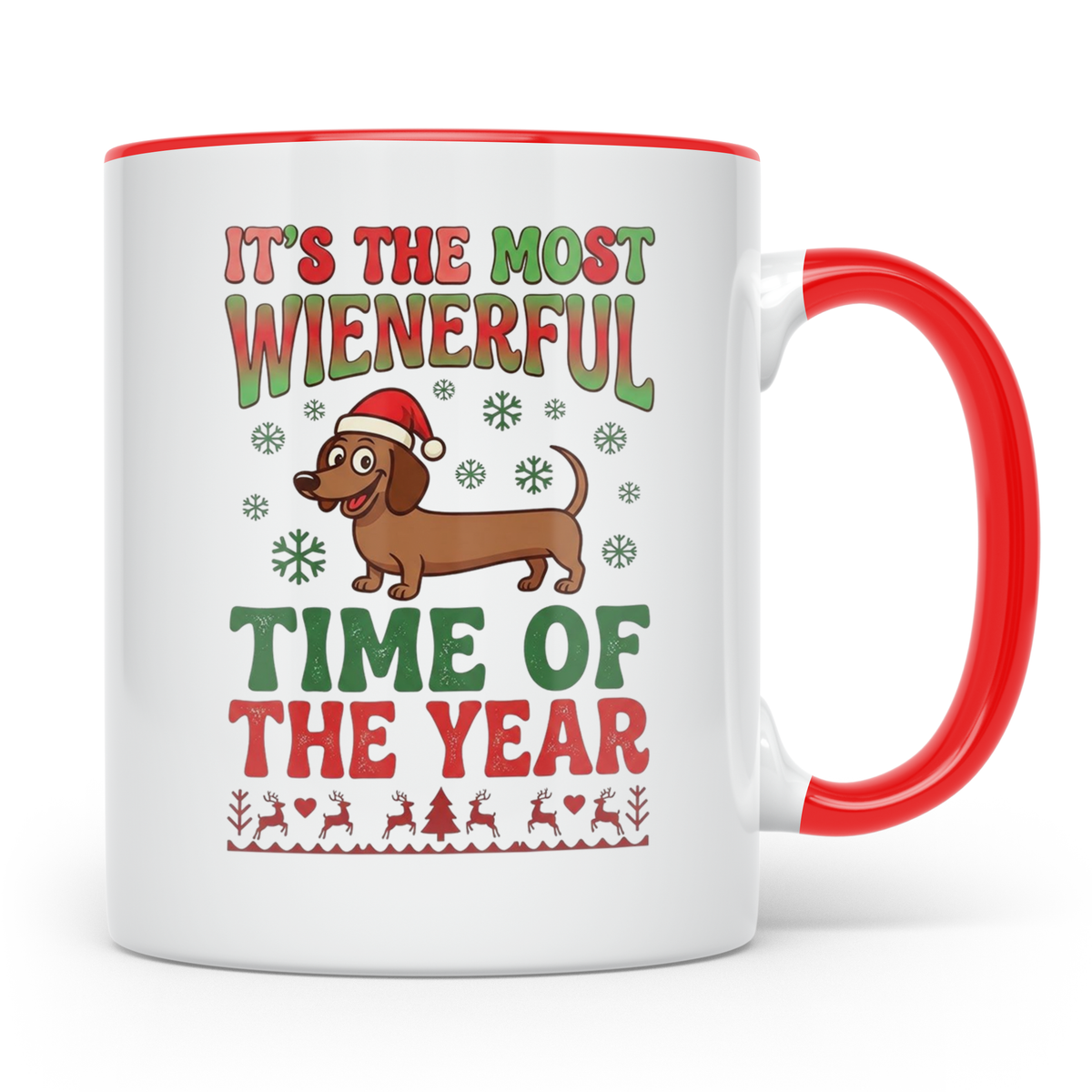 Dackel Tasse Weihnachten lustig Wiener Dog Spruch "It's the  – Rot [farbe:rot]