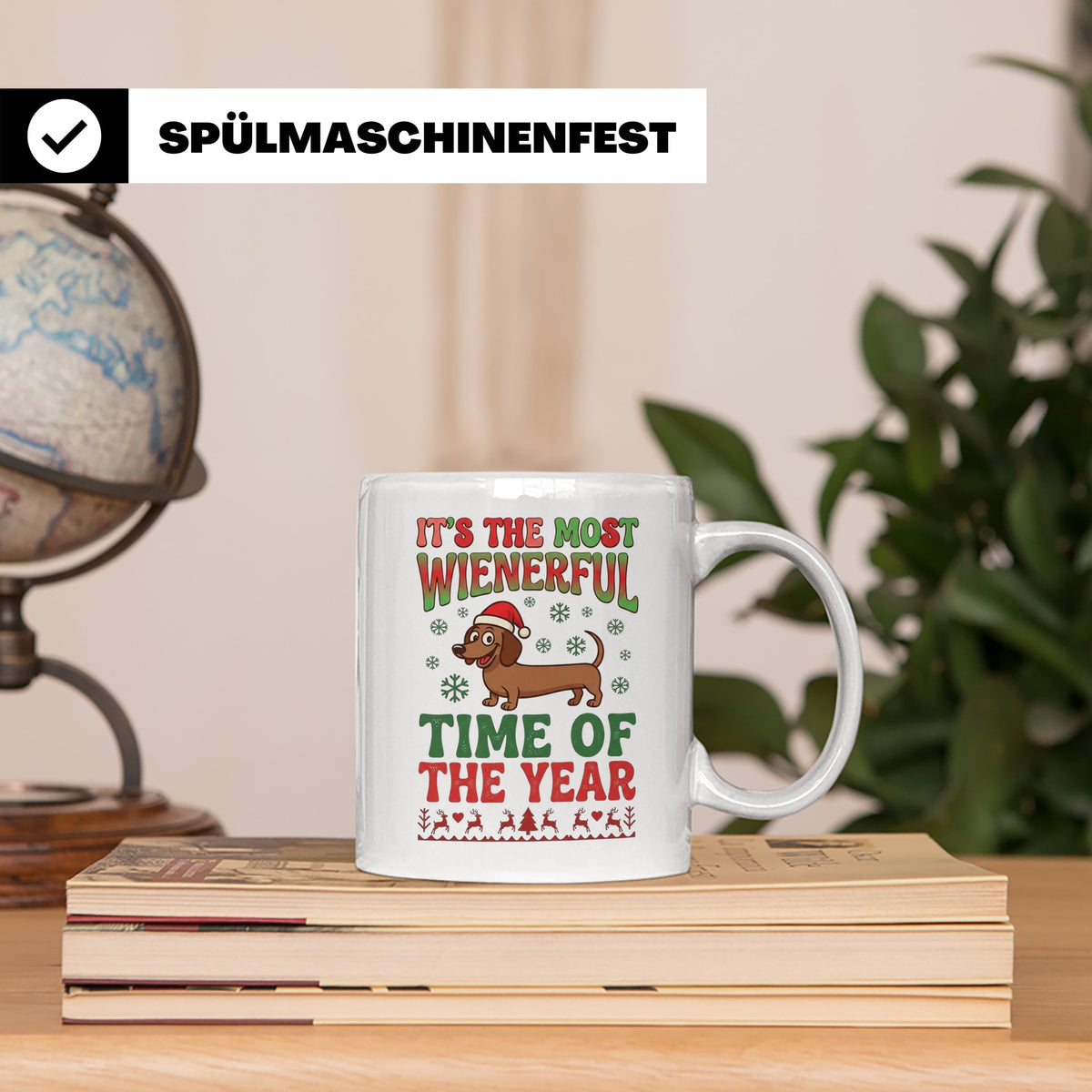 Dackel Tasse Weihnachten lustig Wiener Dog Spruch "It's the  – Weiß [farbe:weiß]