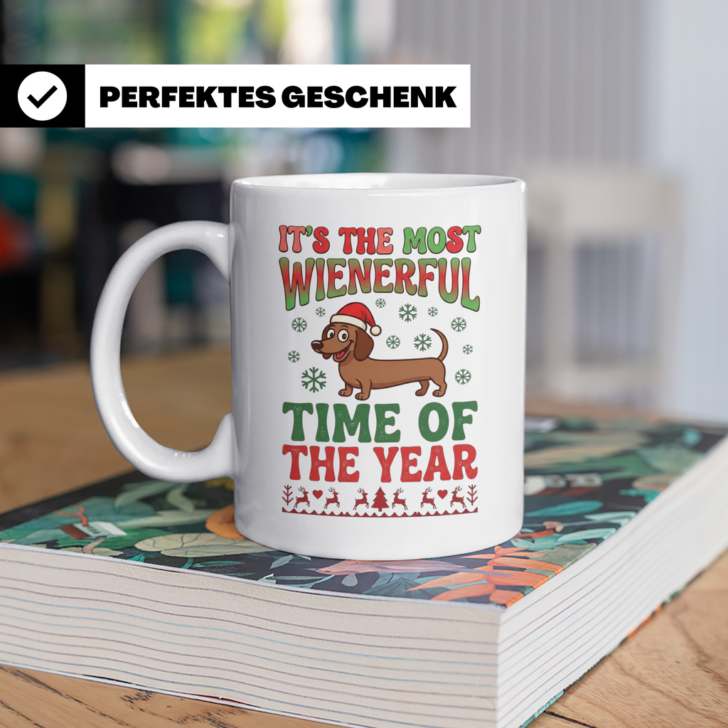 Dackel Tasse Weihnachten lustig Wiener Dog Spruch "It's the  – Weiß [farbe:weiß]