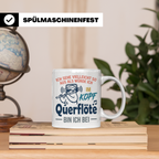 Querflöte Tasse mit Faultier Spruch, Geschenk für Flötistin, – Weiß [farbe:weiß]