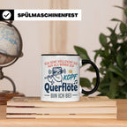 Querflöte Tasse mit Faultier Spruch, Geschenk für Flötistin, – Schwarz [farbe:schwarz]