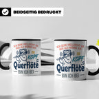 Querflöte Tasse mit Faultier Spruch, Geschenk für Flötistin, – Schwarz [farbe:schwarz]