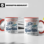Querflöte Tasse mit Faultier Spruch, Geschenk für Flötistin, – Rot [farbe:rot]