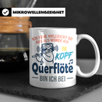 Querflöte Tasse mit Faultier Spruch, Geschenk für Flötistin, – Weiß [farbe:weiß]