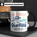 Querflöte Tasse mit Faultier Spruch, Geschenk für Flötistin, – Schwarz [farbe:schwarz]