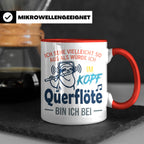 Querflöte Tasse mit Faultier Spruch, Geschenk für Flötistin, – Rot [farbe:rot]