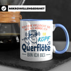 Querflöte Tasse mit Faultier Spruch, Geschenk für Flötistin, – Blau [farbe:blau]