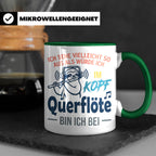 Querflöte Tasse mit Faultier Spruch, Geschenk für Flötistin, – Grün [farbe:grün]