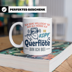 Querflöte Tasse mit Faultier Spruch, Geschenk für Flötistin, – Weiß [farbe:weiß]