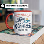 Querflöte Tasse mit Faultier Spruch, Geschenk für Flötistin, – Rot [farbe:rot]