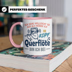 Querflöte Tasse mit Faultier Spruch, Geschenk für Flötistin, – Rosa [farbe:rosa]
