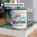 Querflöte Tasse mit Faultier Spruch, Geschenk für Flötistin, – Grün [farbe:grün]