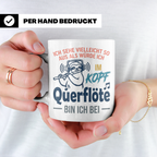 Querflöte Tasse mit Faultier Spruch, Geschenk für Flötistin, – Weiß [farbe:weiß]