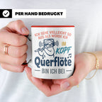 Querflöte Tasse mit Faultier Spruch, Geschenk für Flötistin, – Rot [farbe:rot]