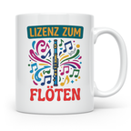 Lizenz zum Flöten Tasse für Musiker, Querflöte Kaffeebecher, – Weiß [farbe:weiß]