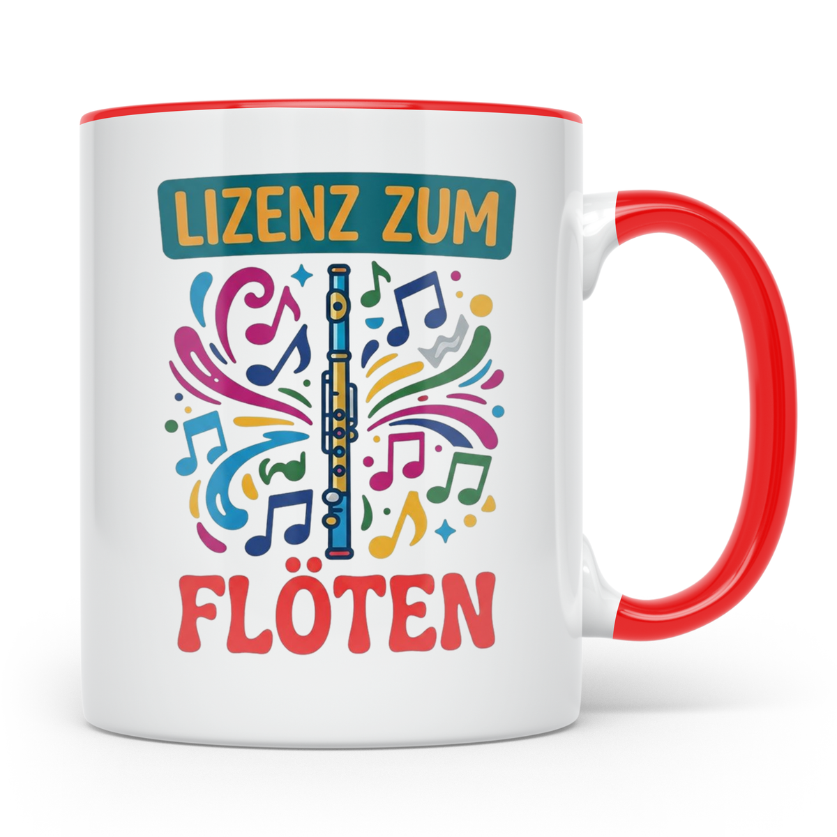 Lizenz zum Flöten Tasse für Musiker, Querflöte Kaffeebecher, – Rot [farbe:rot]