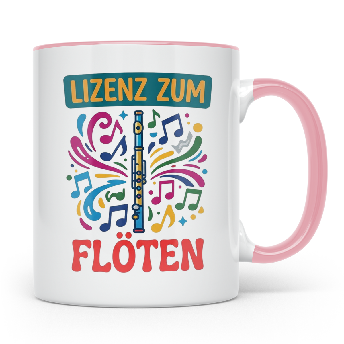 Lizenz zum Flöten Tasse für Musiker, Querflöte Kaffeebecher, – Rosa [farbe:rosa]