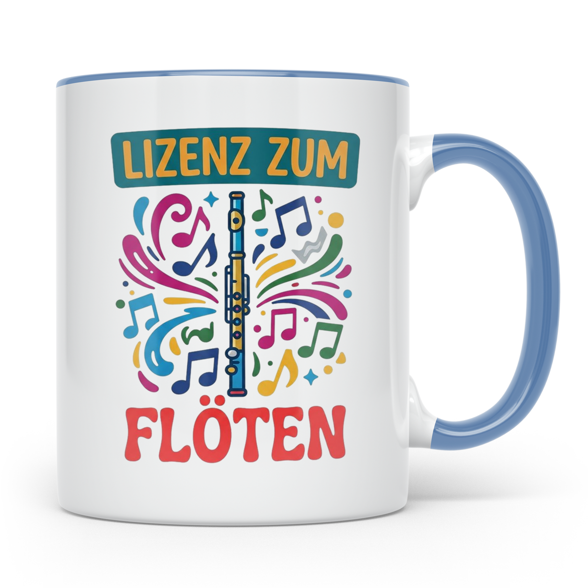 Lizenz zum Flöten Tasse für Musiker, Querflöte Kaffeebecher, – Blau [farbe:blau]