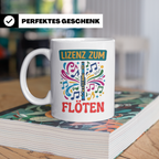 Lizenz zum Flöten Tasse für Musiker, Querflöte Kaffeebecher, – Weiß [farbe:weiß]