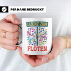 Lizenz zum Flöten Tasse für Musiker, Querflöte Kaffeebecher, – Weiß [farbe:weiß]