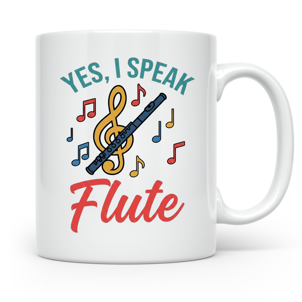 Flötistin Tasse Yes I speak Flute Geschenk für Musiker Querf – Weiß [farbe:weiß]