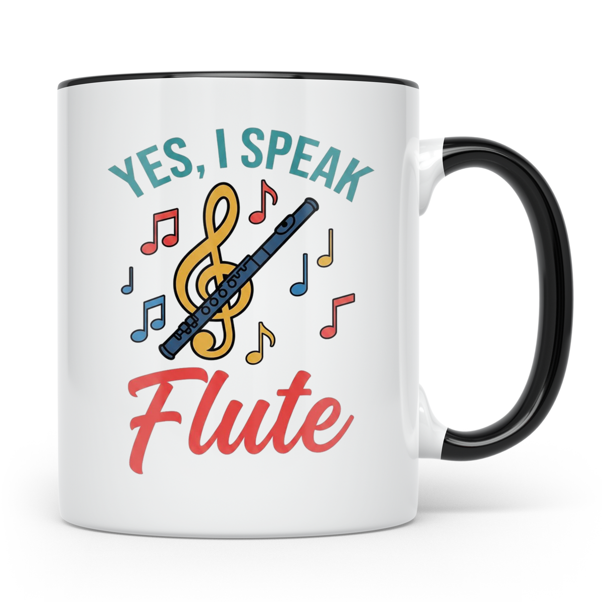 Flötistin Tasse Yes I speak Flute Geschenk für Musiker Querf – Schwarz [farbe:schwarz]