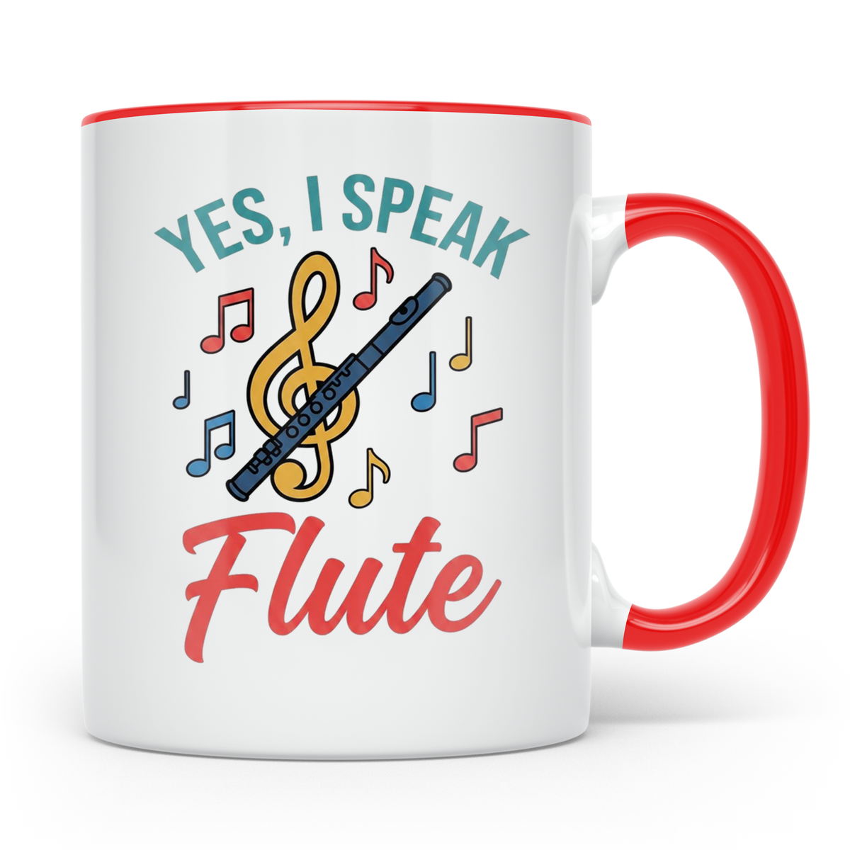 Flötistin Tasse Yes I speak Flute Geschenk für Musiker Querf – Rot [farbe:rot]
