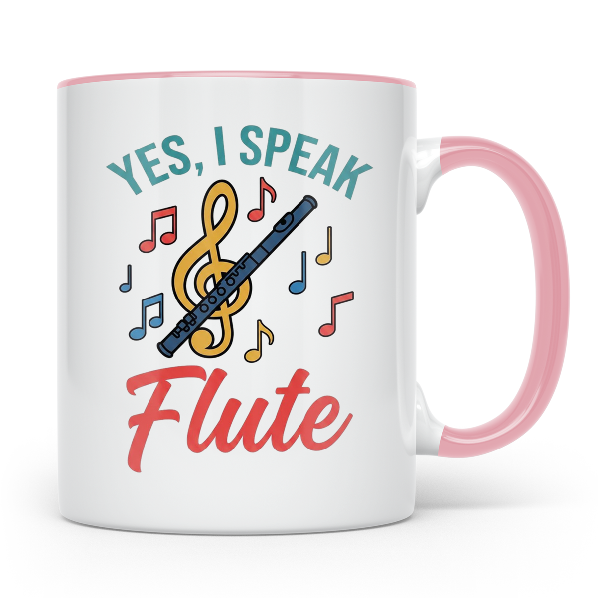 Flötistin Tasse Yes I speak Flute Geschenk für Musiker Querf – Rosa [farbe:rosa]