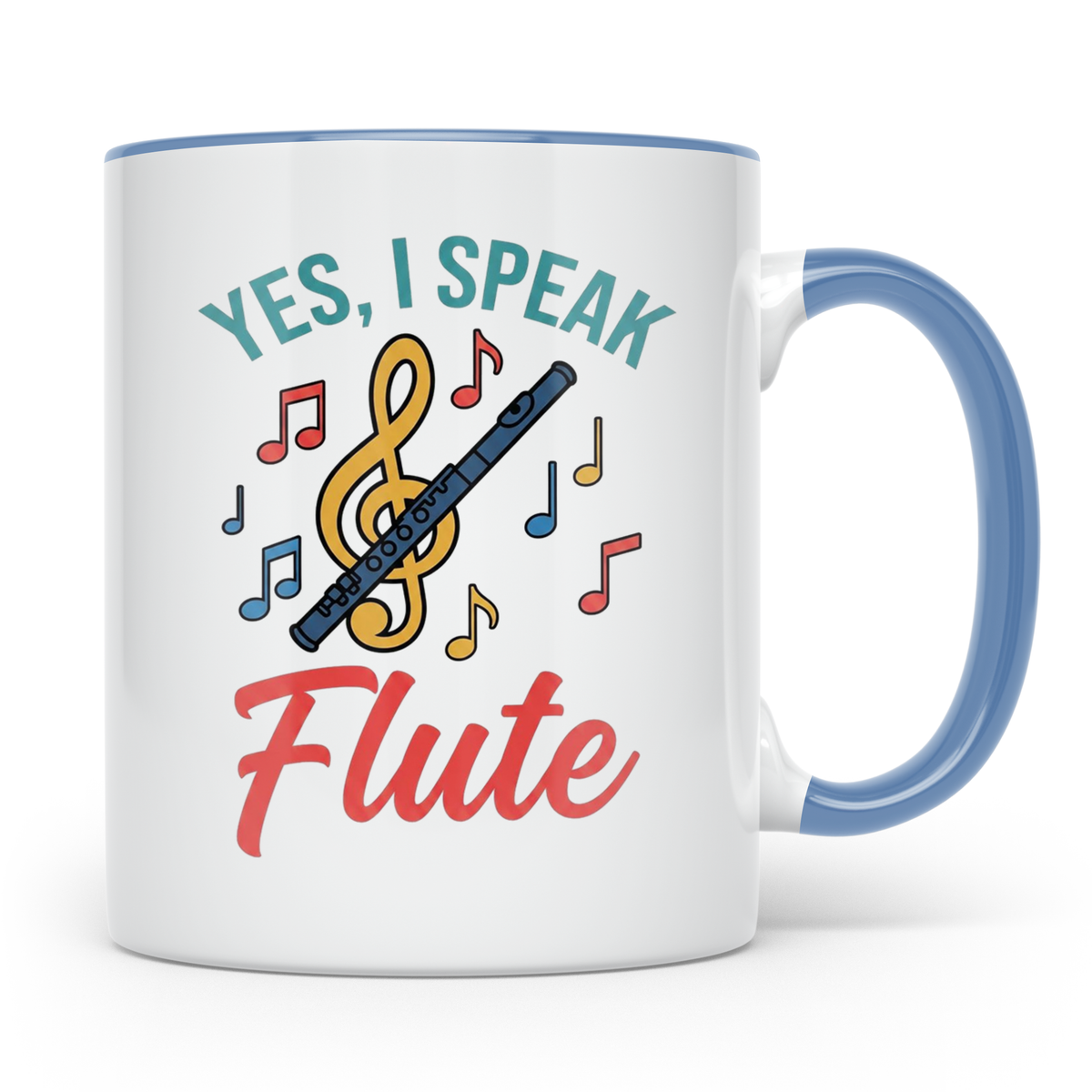 Flötistin Tasse Yes I speak Flute Geschenk für Musiker Querf – Blau [farbe:blau]
