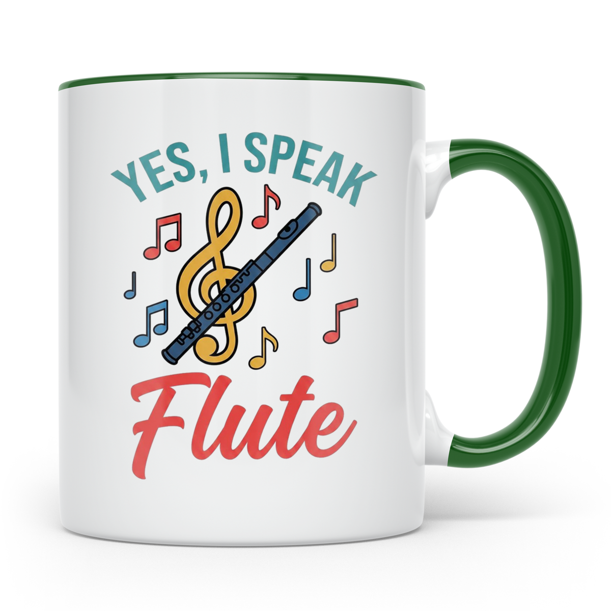Flötistin Tasse Yes I speak Flute Geschenk für Musiker Querf – Grün [farbe:grün]